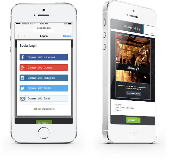 Example WiFi login screens